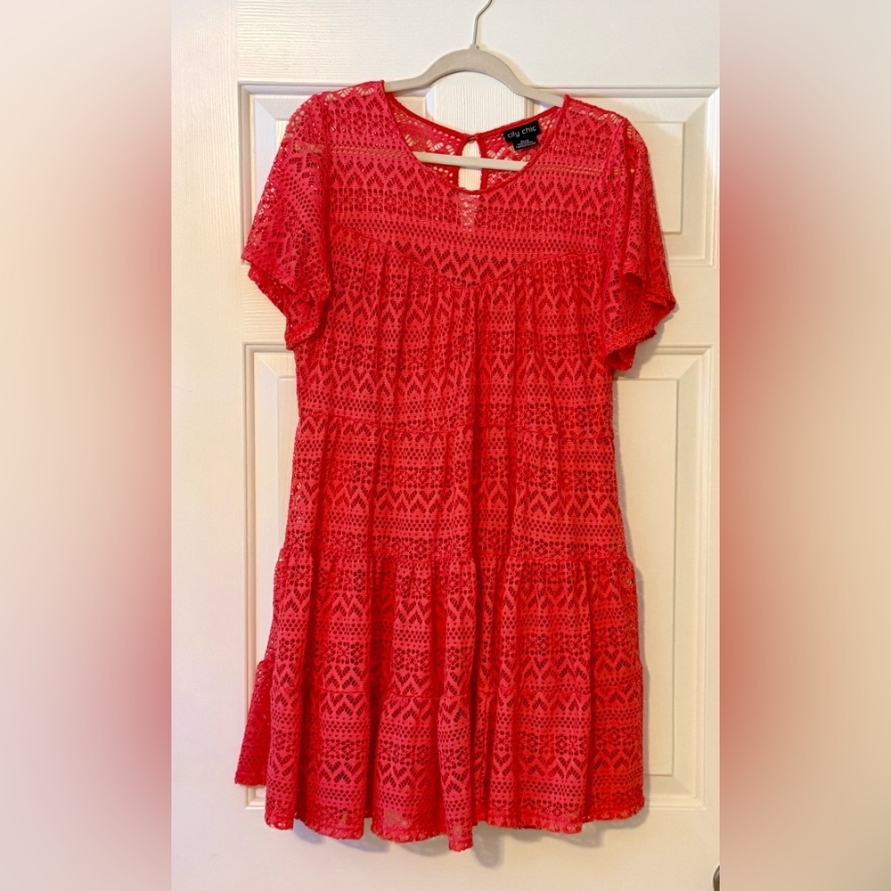 City Chic Coral Lace Dress